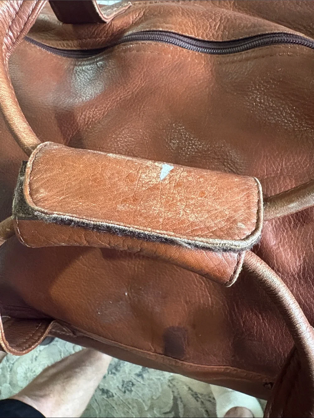 Leather Weekender Duffel Bag - Brown